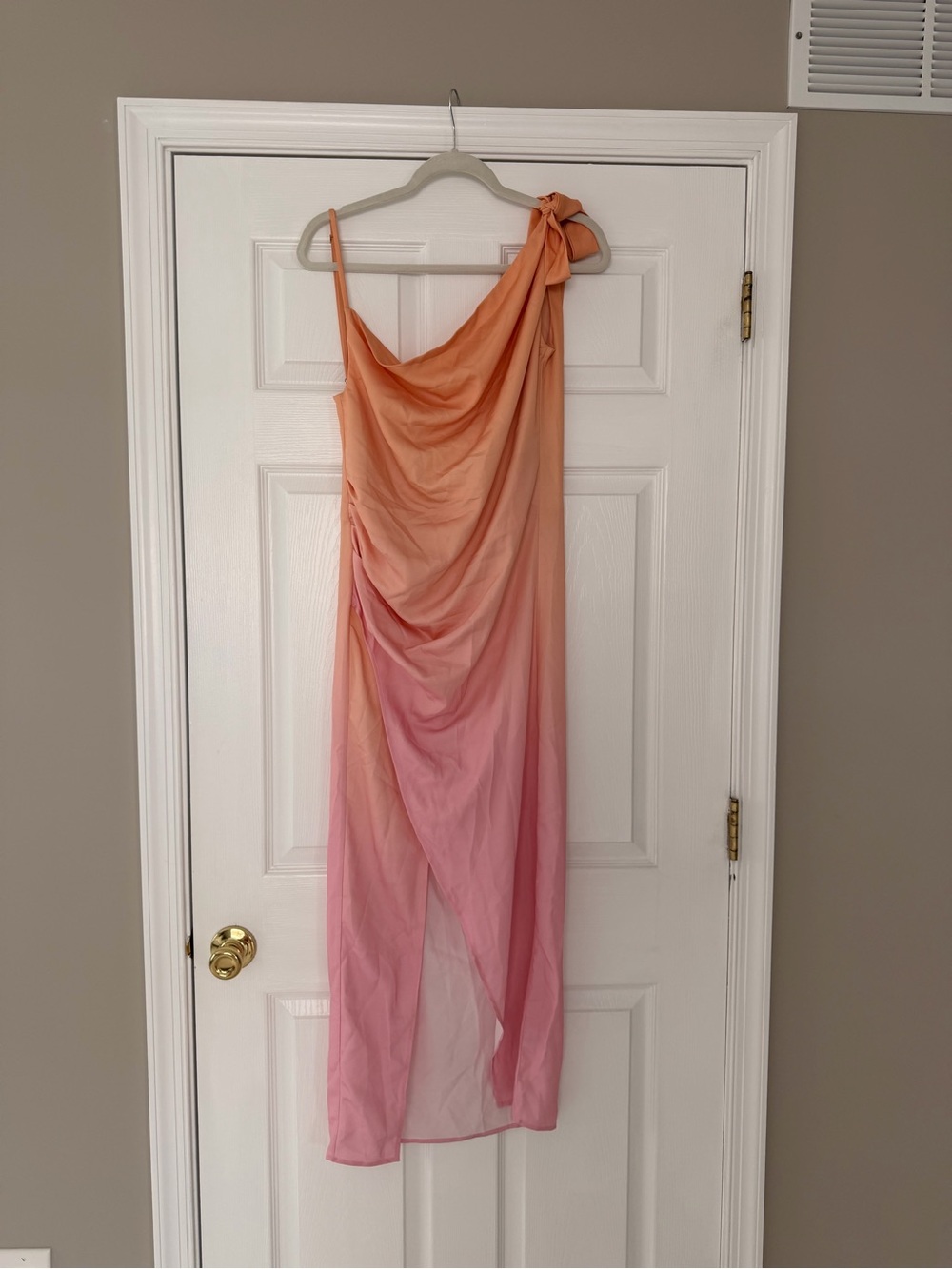 Lovers and Friends One-Shoulder Ombre Slip Dress - Peach to Pink
